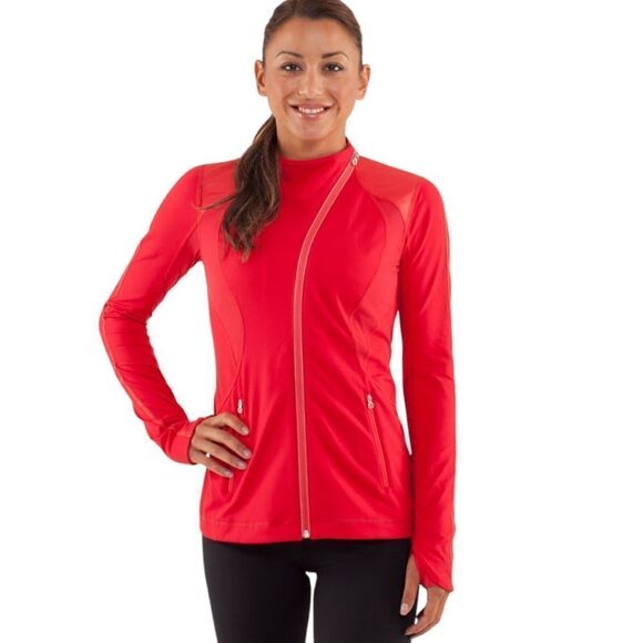 lululemon athletica Tops - Lululemon Run: Track Time Jacket Currant Red Women's 4 Lightweight Zip Up